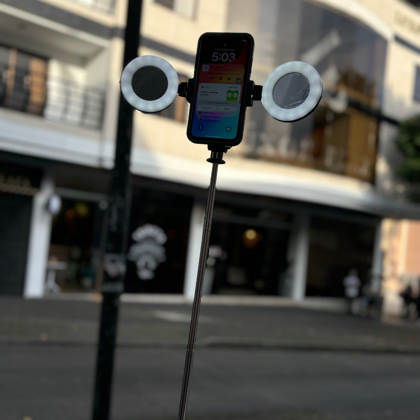TRIPODE CON 2 AROS DE LUZ💡+ CONTROL INALÁMBRICO✅+ 1.70 METROS DE ALTURA