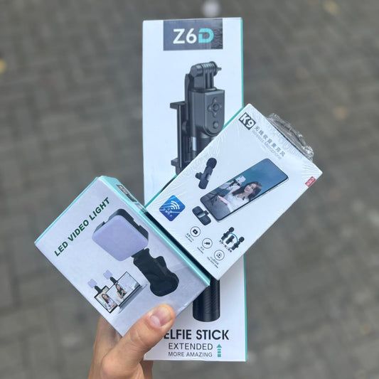 COMBO LUZ PORTATIL 💡 + TRIPODE LUCES 📲 + MICROFONO DÚO K9 🎤